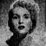 Newspaper photograph of a blonde white woman